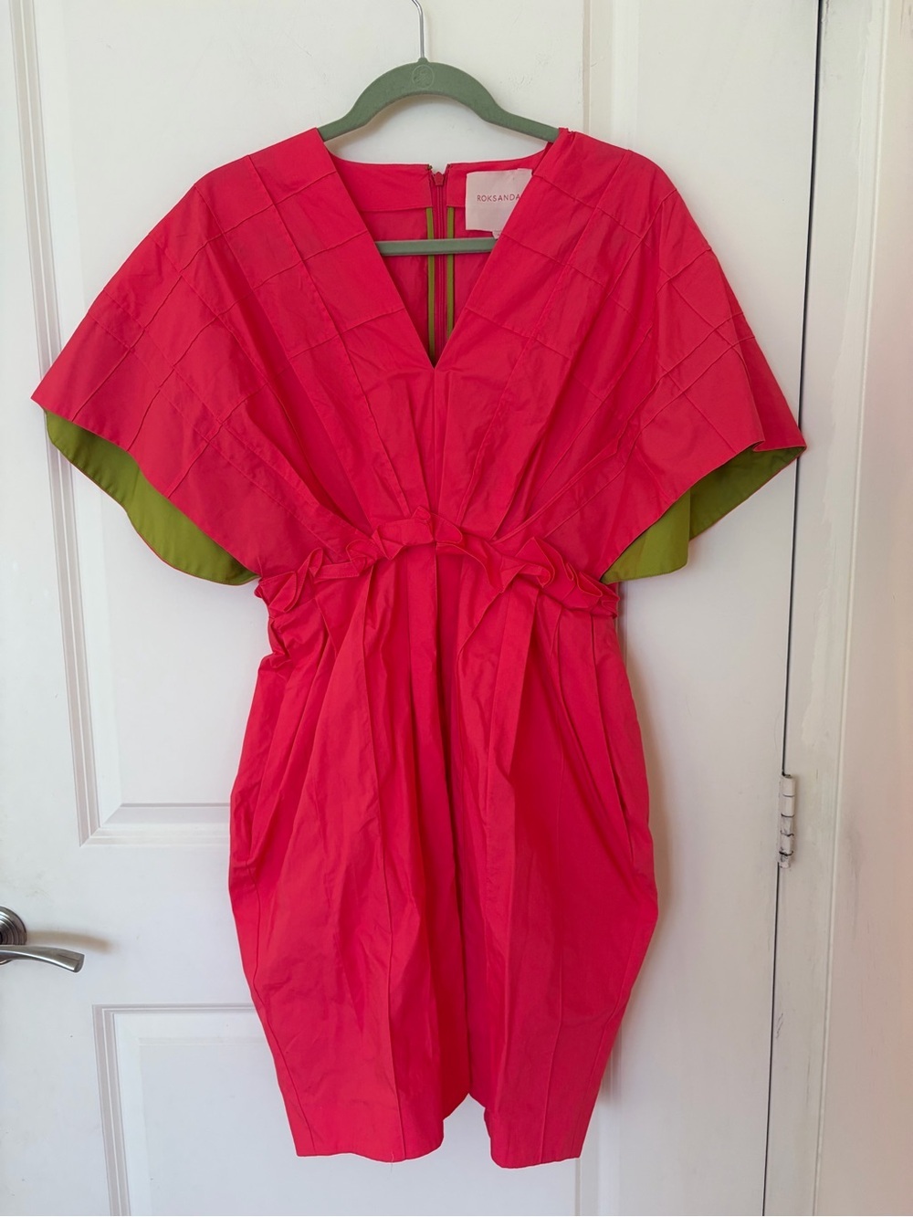 Roksanda Deidra V-neck Mini Dress Coral Size 8 - Picture 3 of 8